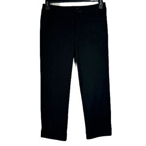 Betabrand Petite Medium PM Cropped Pants Stretch Mid-Rise Cuffed Zip-Fly Black